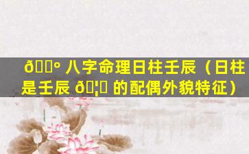 🌺 八字命理日柱壬辰（日柱是壬辰 🦁 的配偶外貌特征）